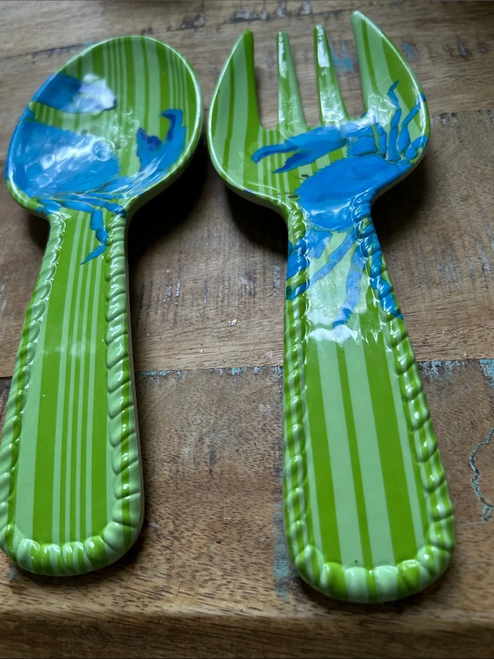 Tommy Bahama Light Green Ceramic Salad Servers